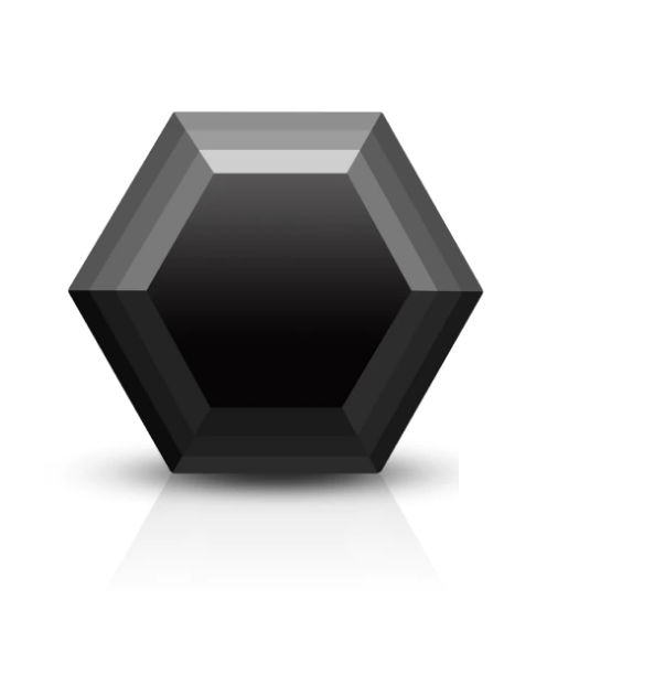 Fancy Black Color Loose Diamond, Natural Hexagon Shape 8.00 X 8.00 MM